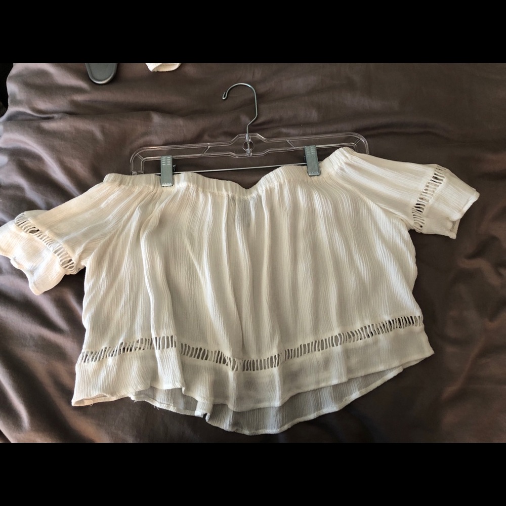 Off the shoulder white top